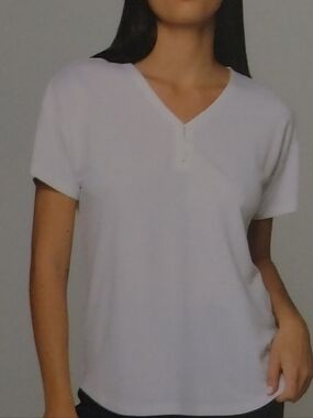 Talbots White V-Neck Short Sleeve Top